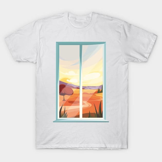 Nostalgic view through fall landscape window T-Shirt by kuallidesigns